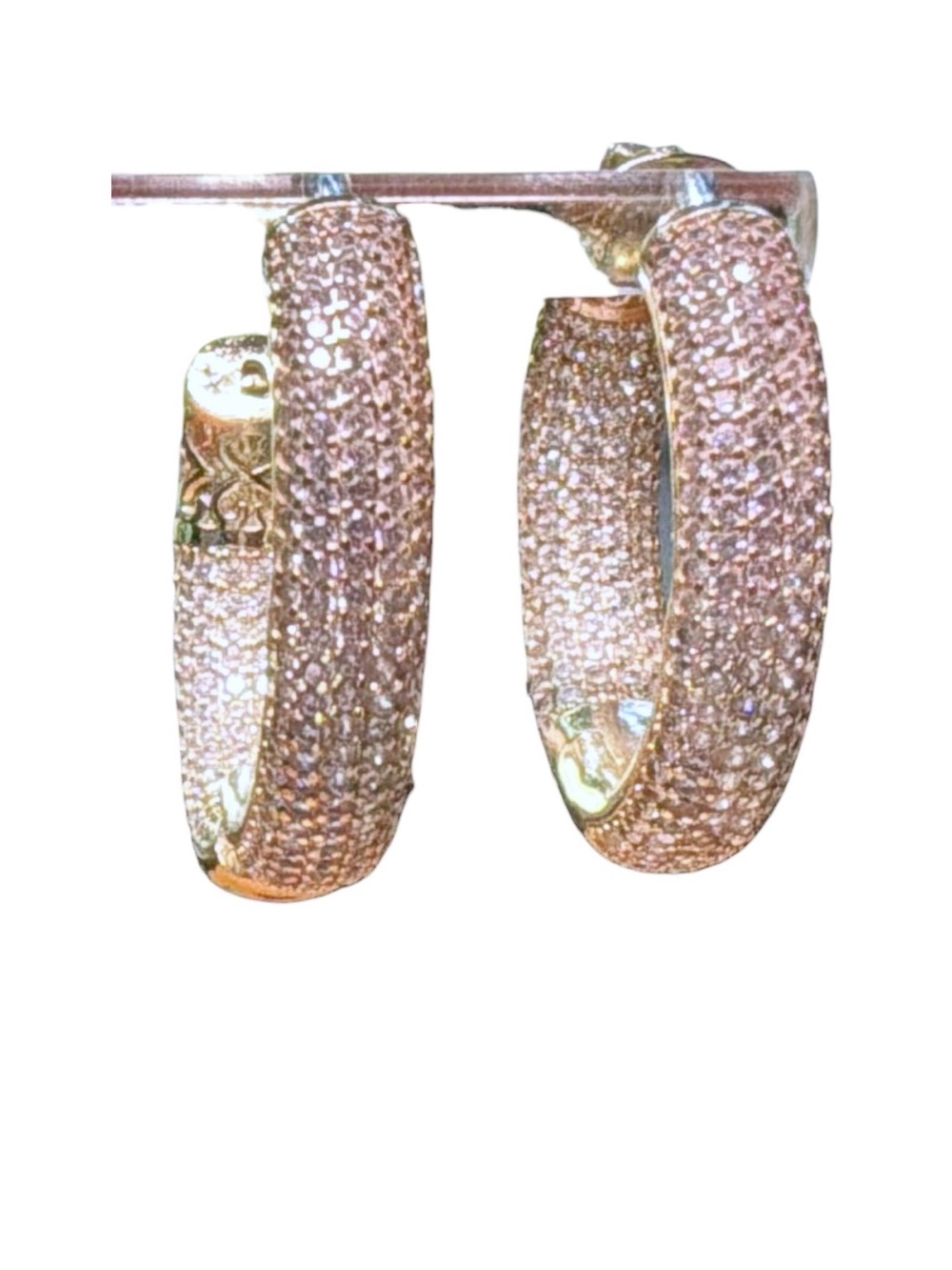 CZ Pave In and Out Hinged Hoop Gold Tone Earrings from Rachel Zoe